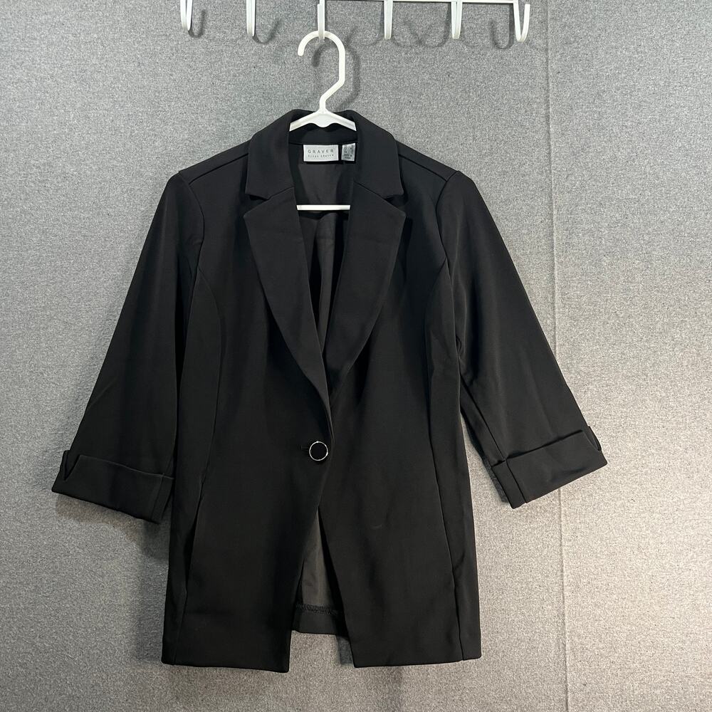 GRAVER Susan Graver LK Fusion 3/4 Sly Cutaway Hem Blazer Black, X-Small